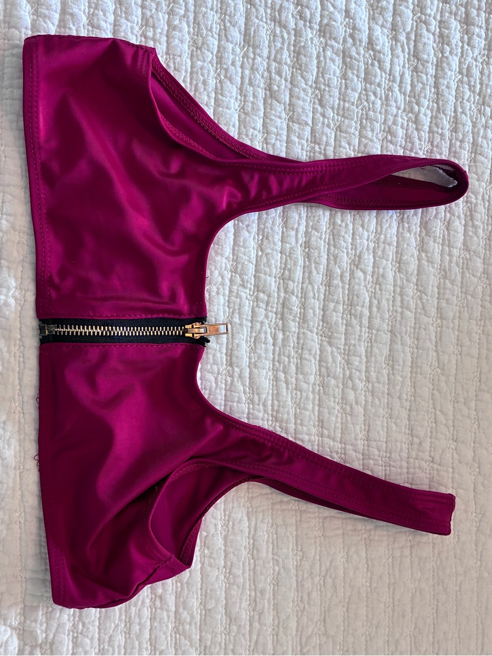 Source Unknown Deep Magenta Front-Zip Bikini Top